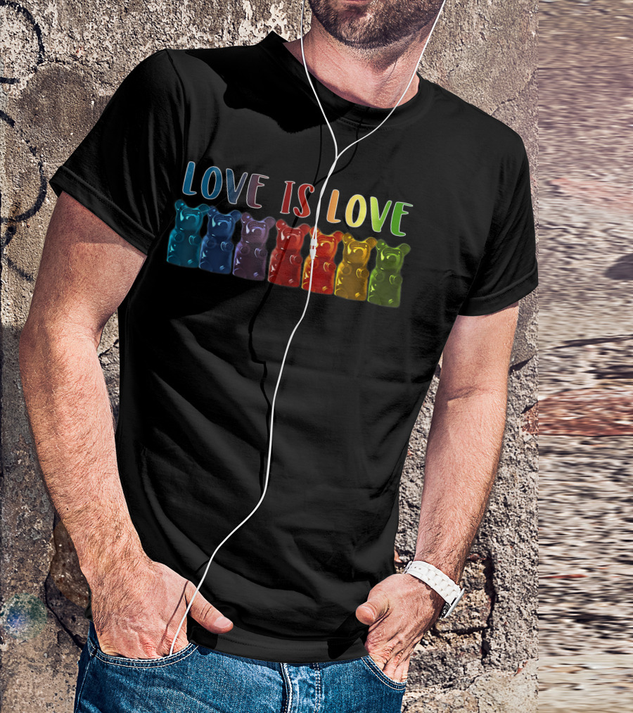 Love Is Love Rainbow Gummy Bears Queer Pride T-Shirt