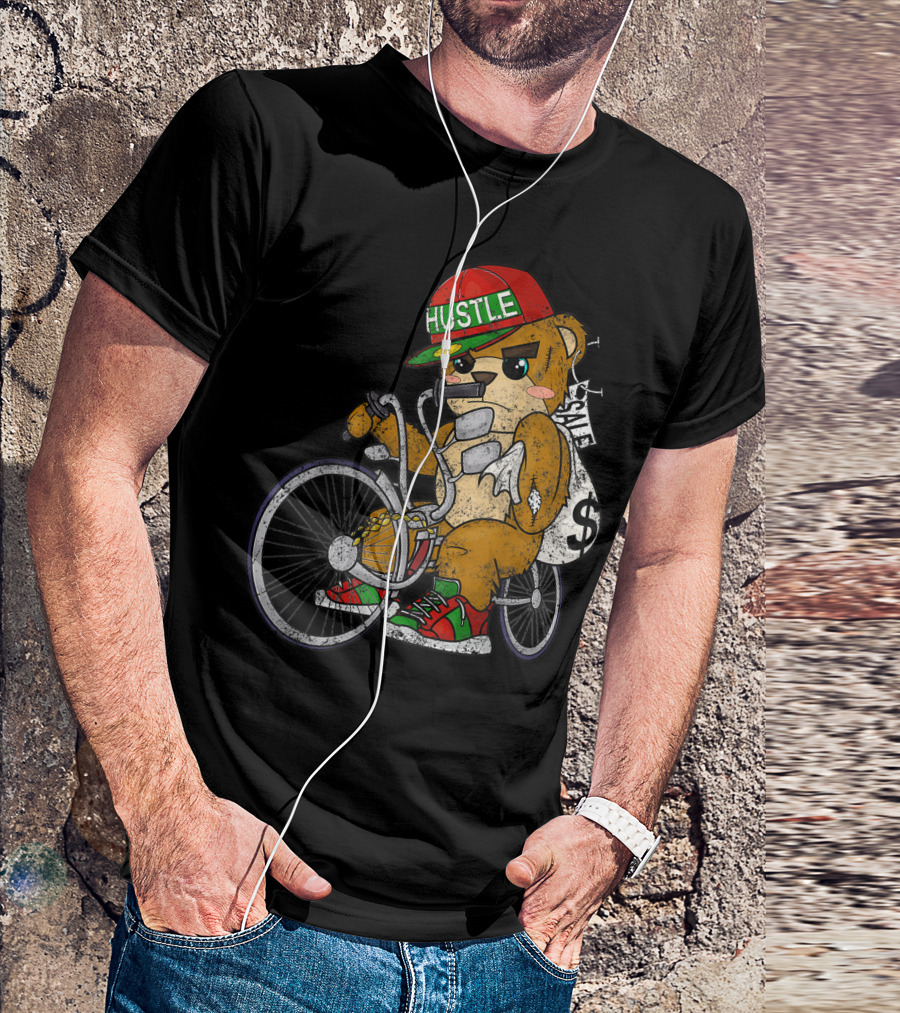 Hustle Lowrider Teddy Bear With Money Bag And Hip Hop T-Shirt