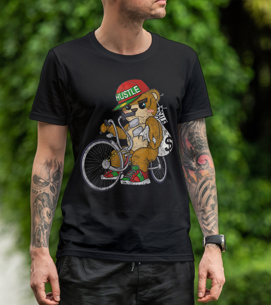 Hustle Lowrider Teddy Bear With Money Bag And Hip Hop T-Shirt