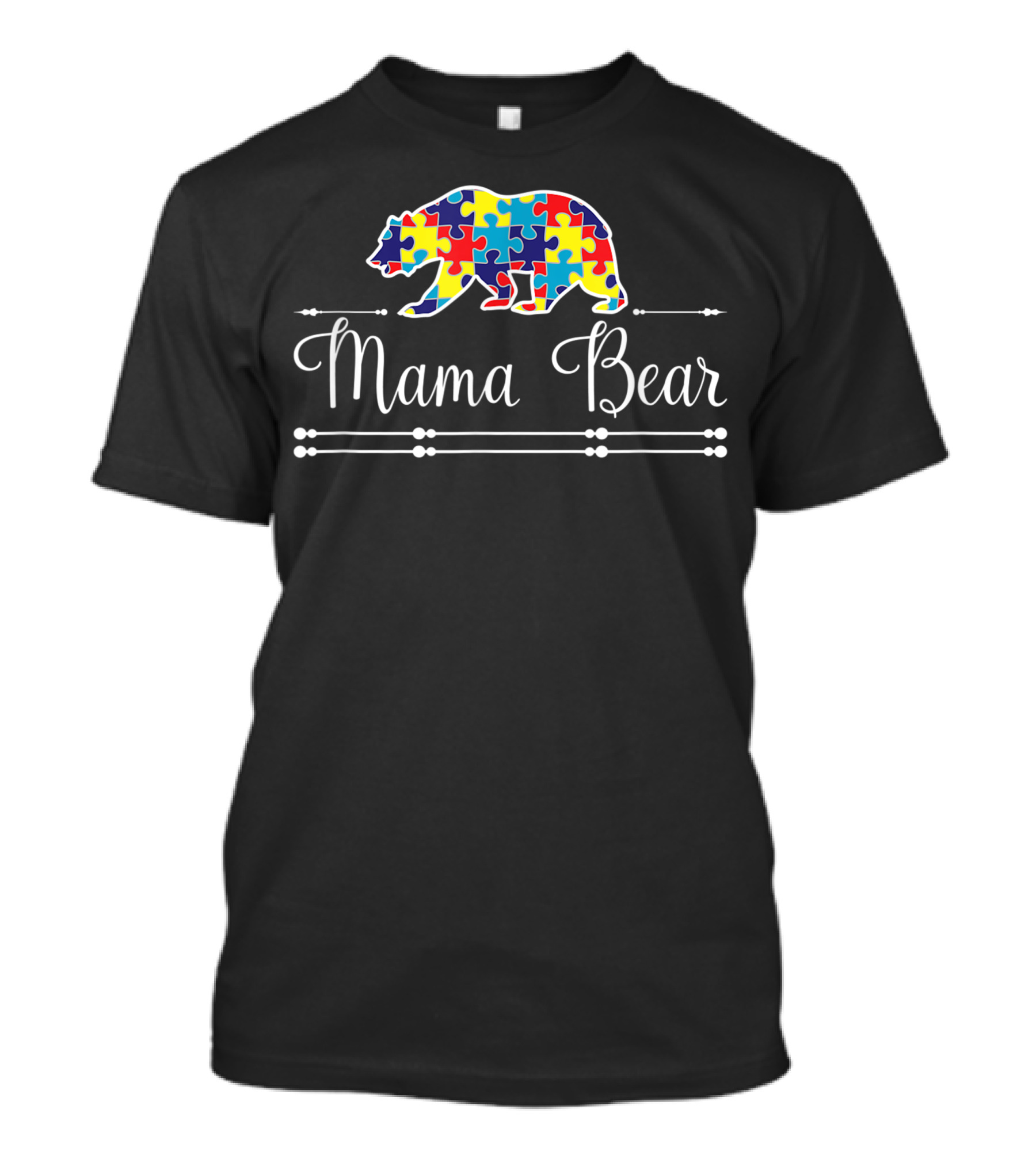Mama Bear Autism Mom Puzzle Awareness T-Shirt