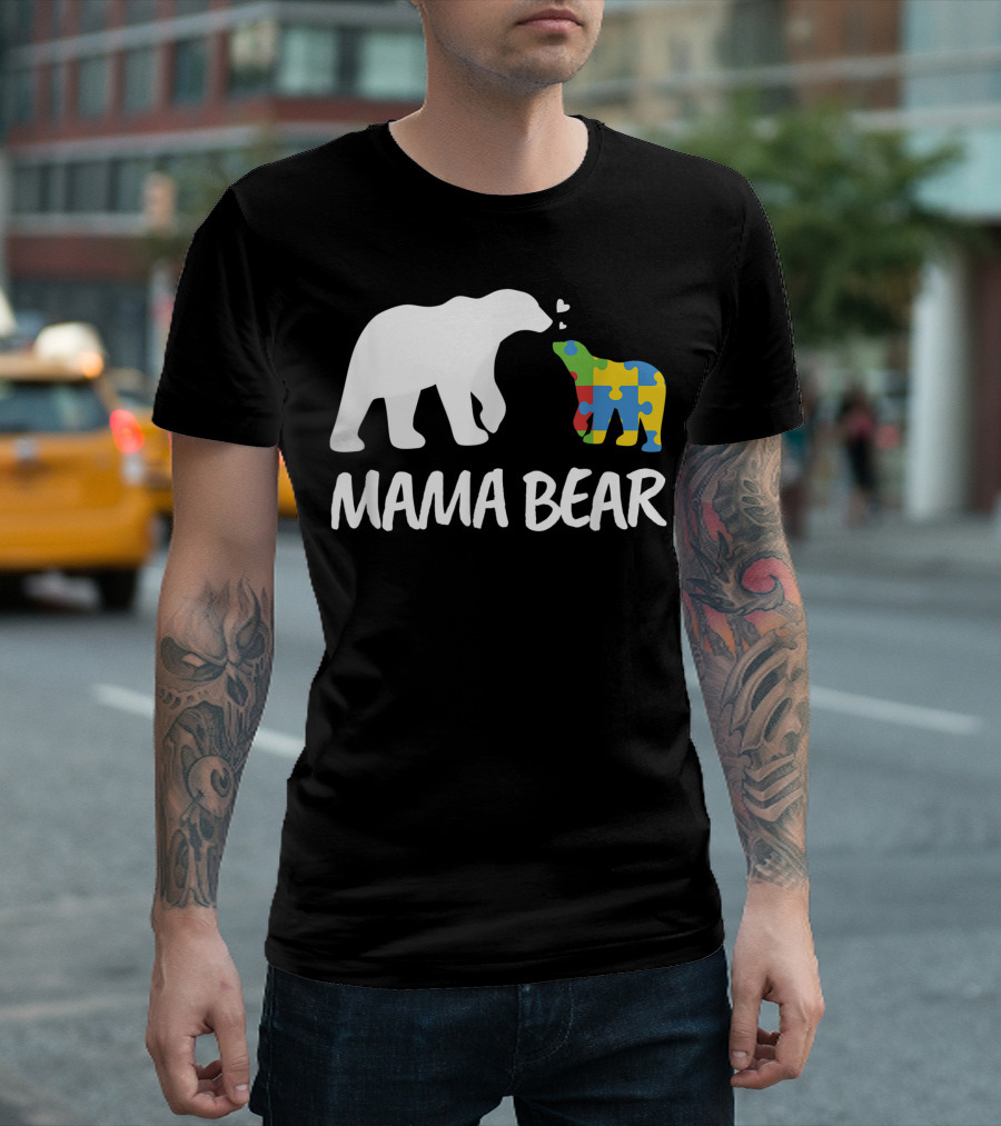 Mama Bear Puzzle Piece Autism T-Shirt