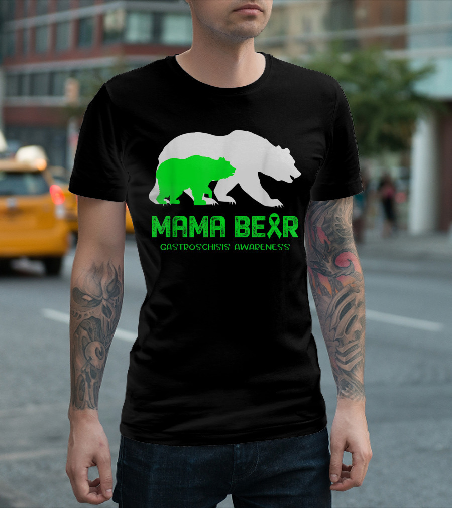 Mama Bear Gastroschisis Awareness Green T-Shirt