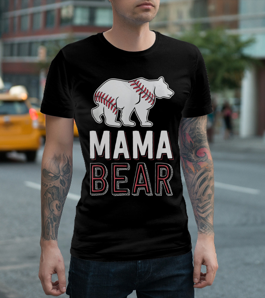 Mama Bear Baseball Softball Game Mama Bear Mom T-Shirt