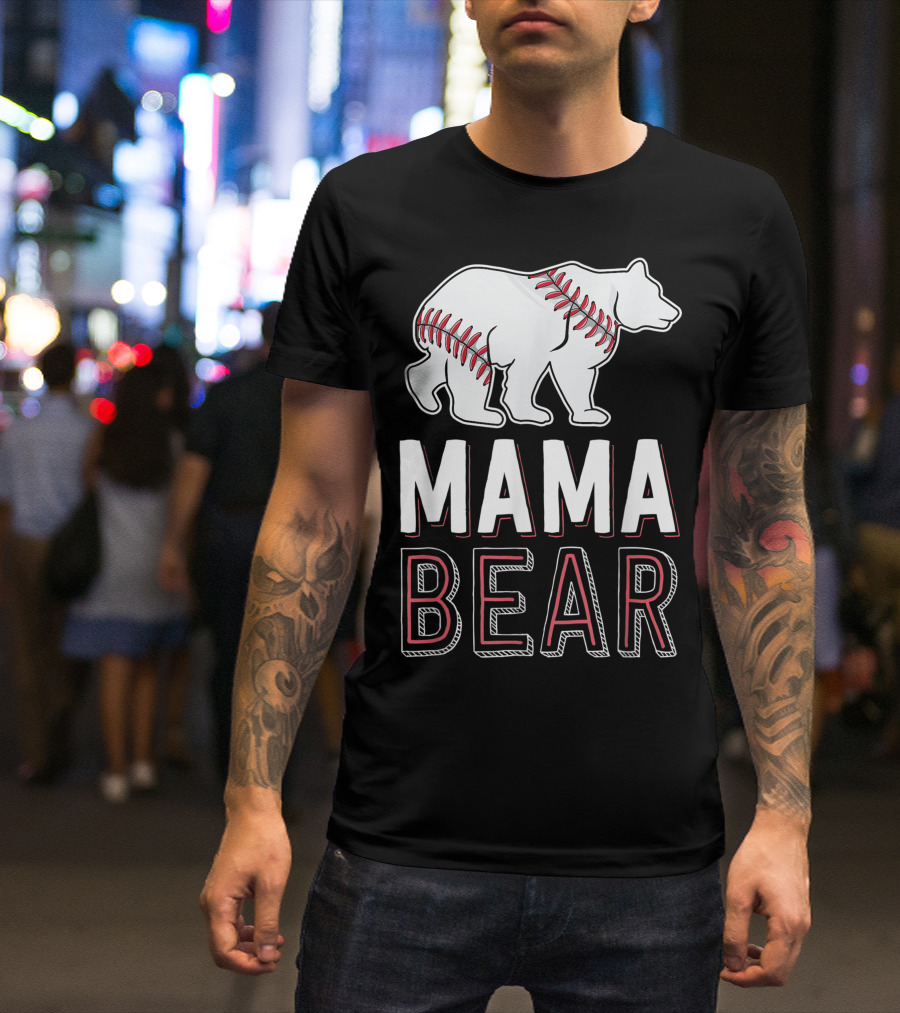 Mama Bear Baseball Softball Game Mama Bear Mom T-Shirt