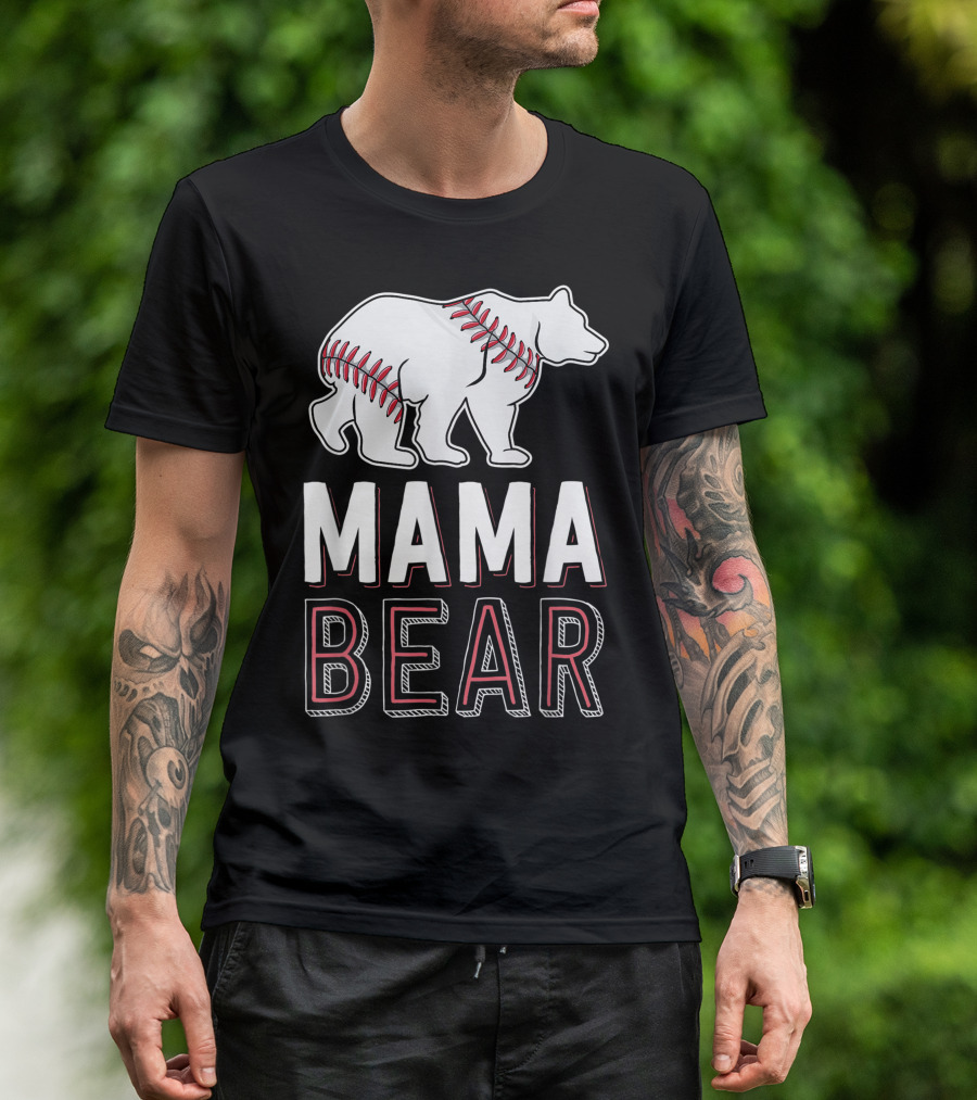 Mama Bear Baseball Softball Game Mama Bear Mom T-Shirt