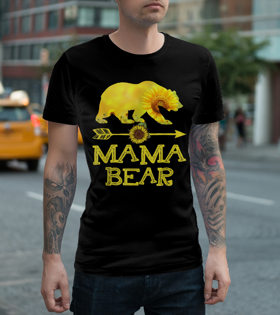 Mama Bear Sunflower Arrow Family T-Shirt
