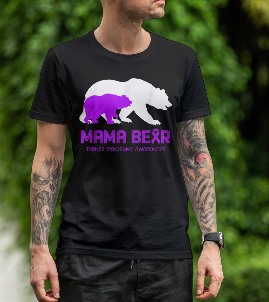 Mama Bear Turner Syndrome Awareness Ribbon Bear T-Shirt