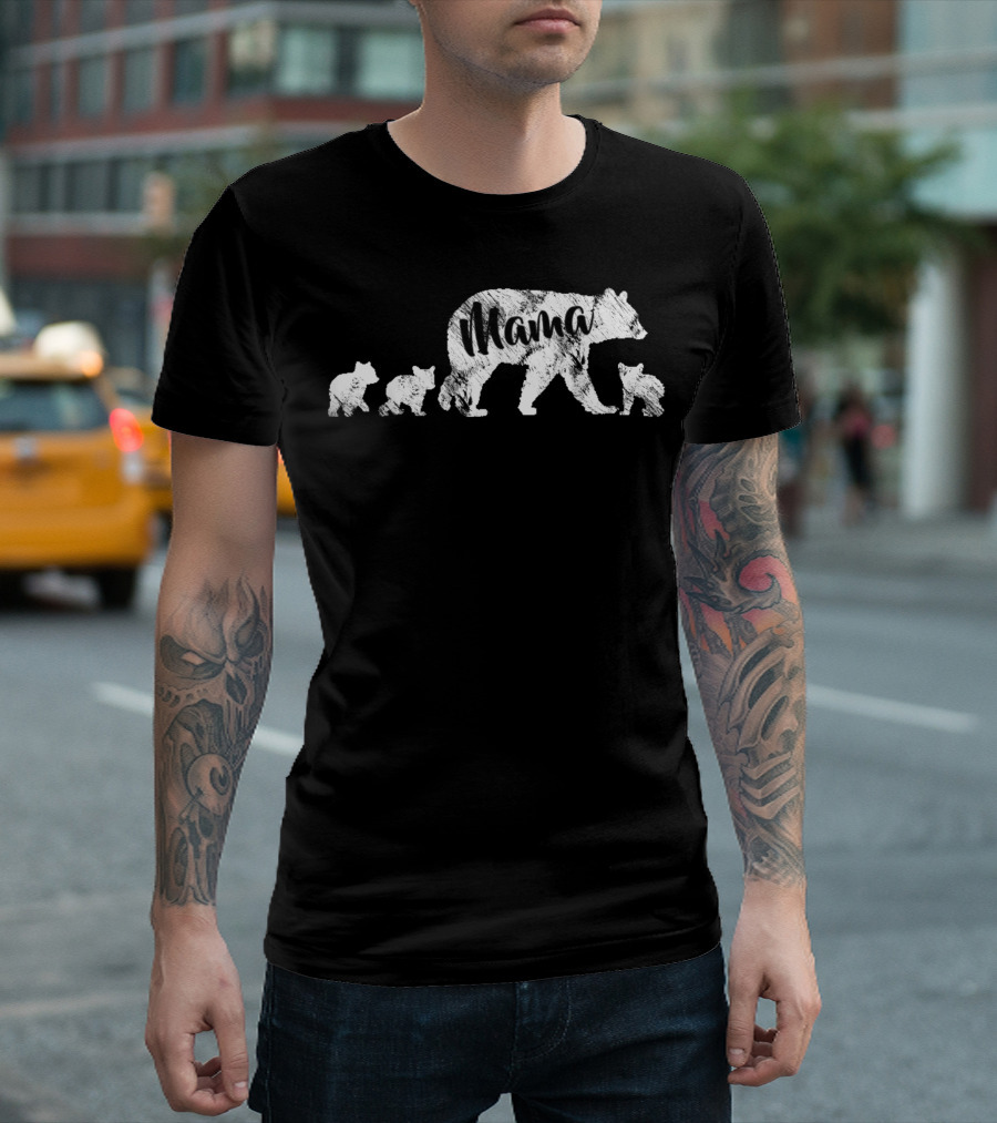 Mama With Three Bear Cubs T-Shirt