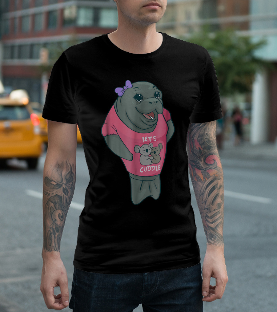 Manatee Lets Cuddle Cute Koalas Hugging Pink T-Shirt