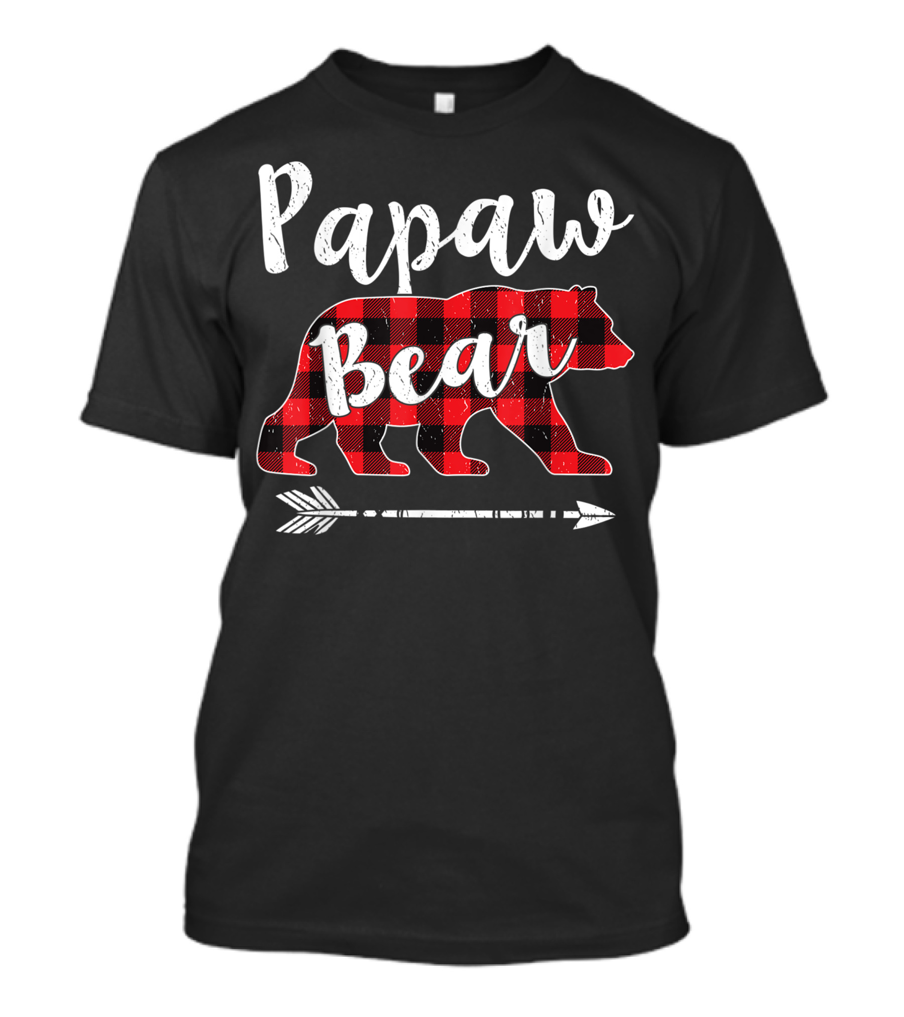 Papaw Bear Red Plaid Christmas Matching T-Shirt