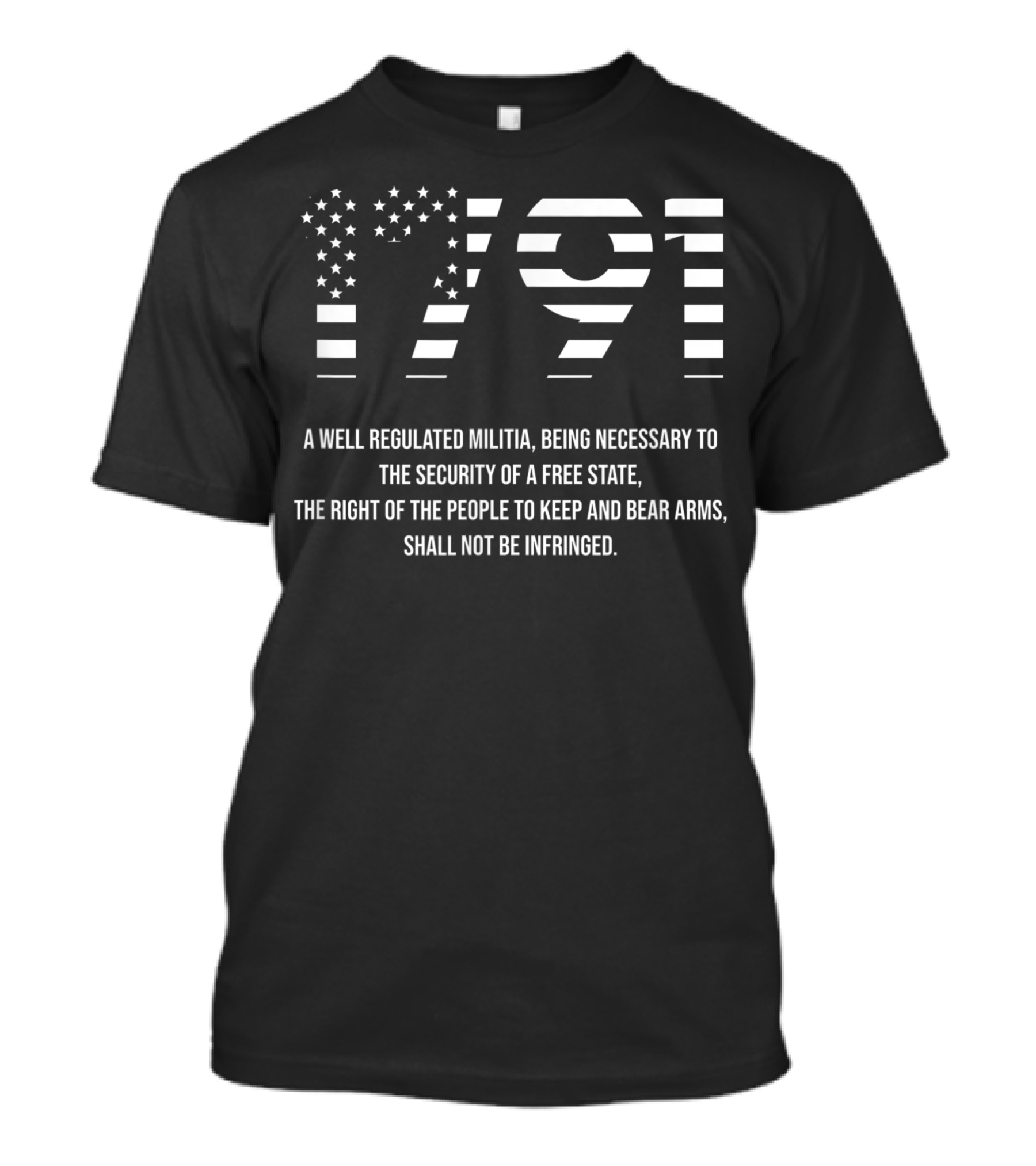 Mens 1791 USA Flag 2nd Amendment Right To Bear Arms Pro Gun Militia T-Shirt