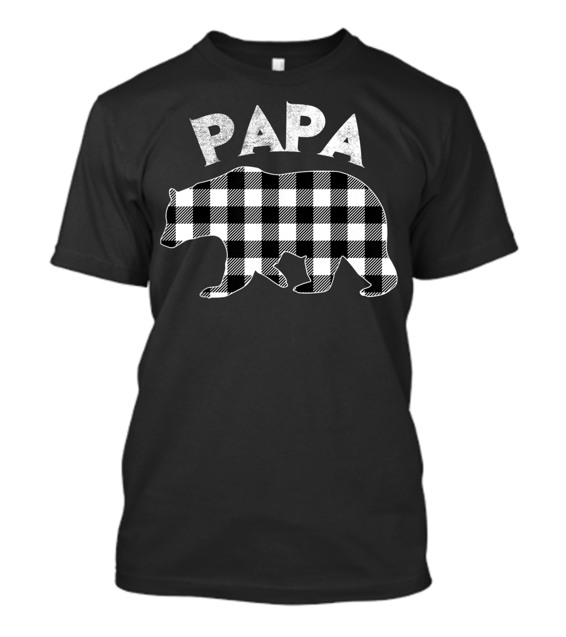Papa Bear Black And White Buffalo Plaid Mens T-Shirt
