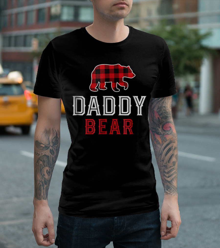 Daddy Bear Red Plaid Buffalo Bear Mens T-Shirt