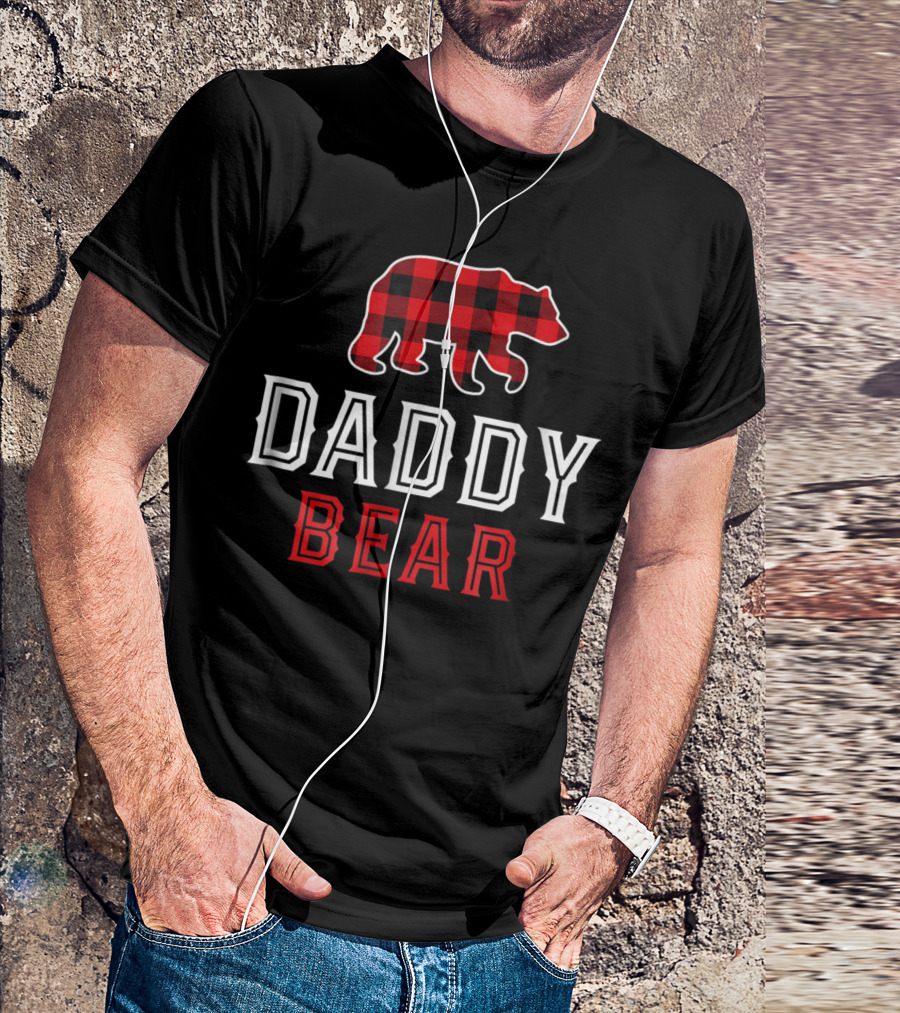 Daddy Bear Red Plaid Buffalo Bear Mens T-Shirt