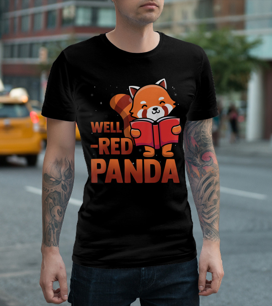 Well-Read Red Panda Book Nerd Standout T-Shirt