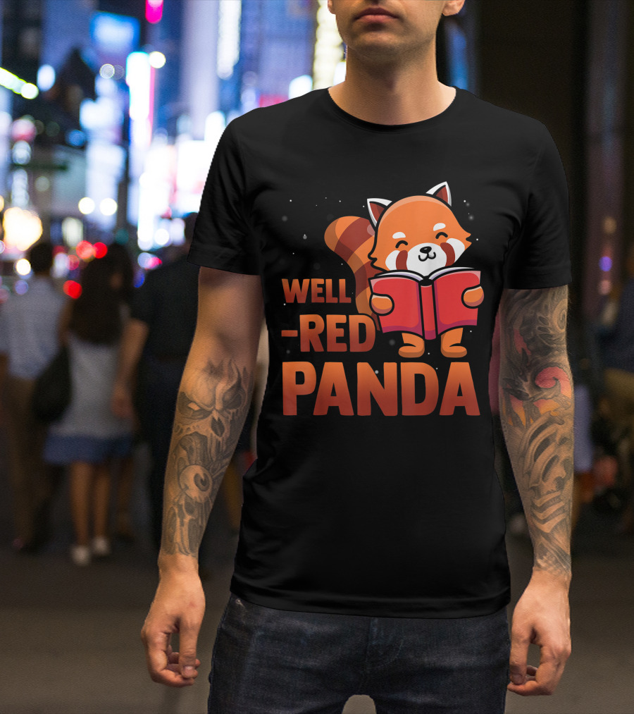 Well-Read Red Panda Book Nerd Standout T-Shirt