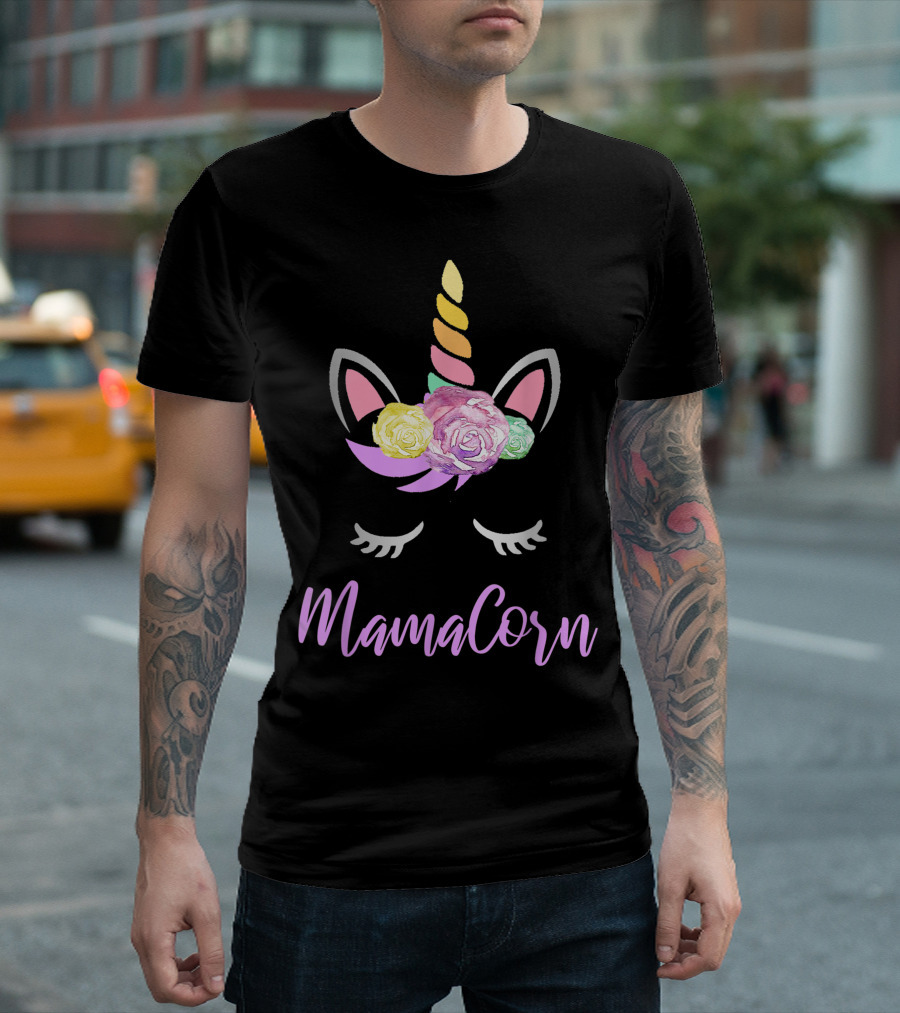 Mamacorn Pastel Floral Unicorn Ears Cute T-Shirt