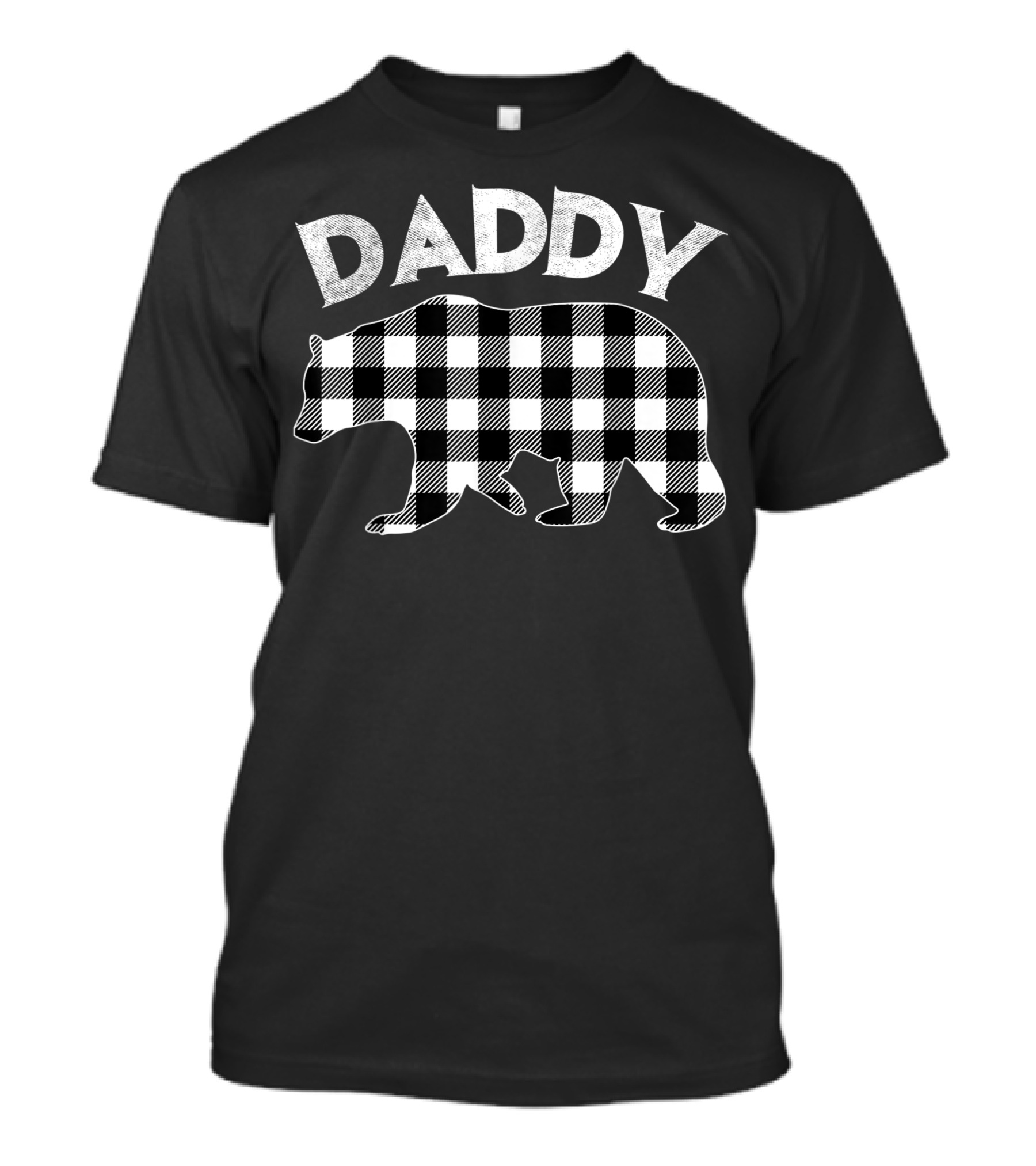 Daddy Bear Black And White Buffalo Plaid Mens T-Shirt