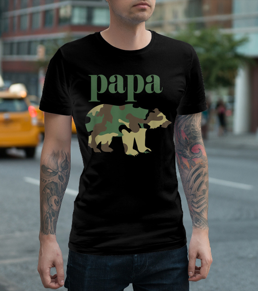 Papa Bear Camo Matching Family Bear T-Shirt