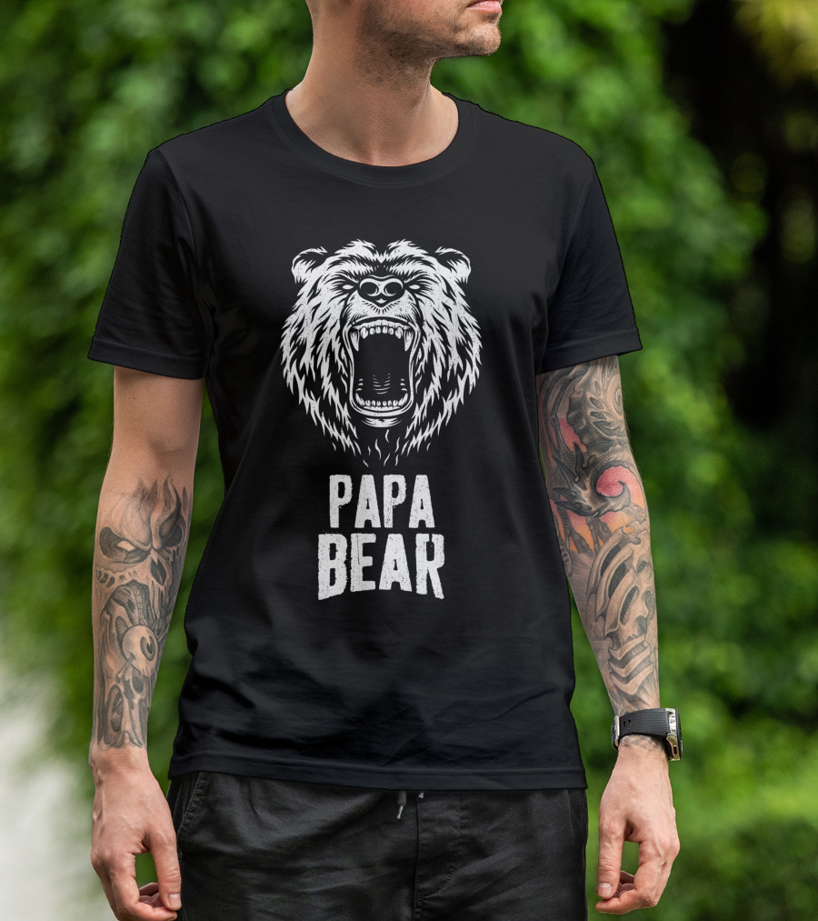 Papa Bear Roaring Grizzly Mens T-Shirt