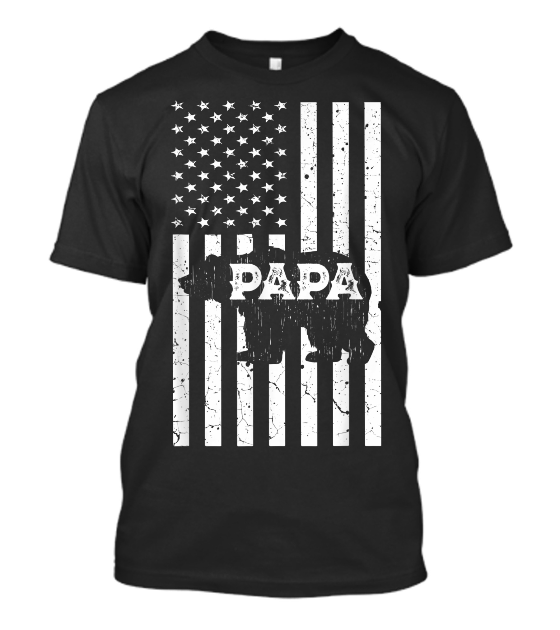 Mens Papa Bear USA American Flag Stars Stripes T-Shirt