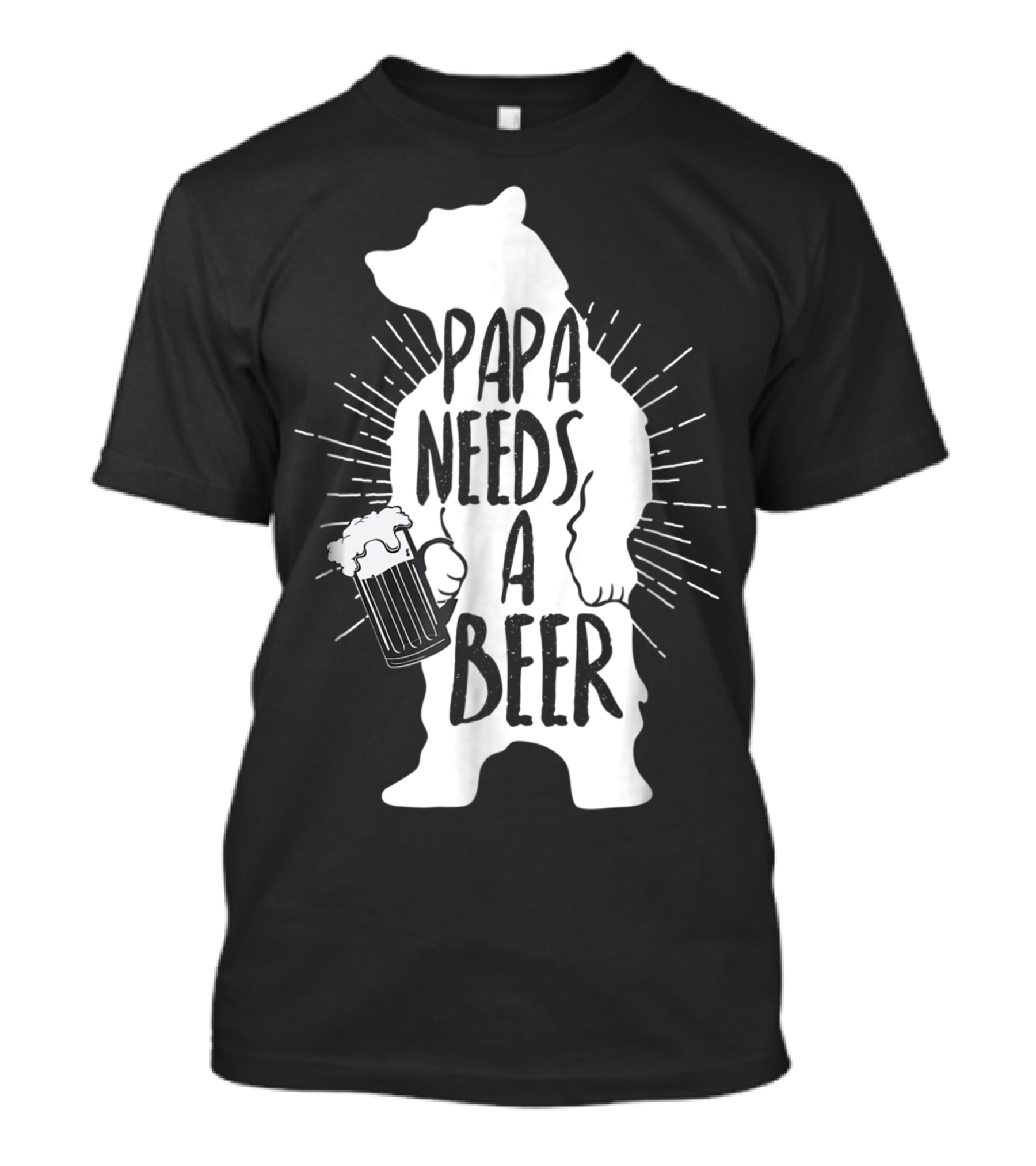 Mens Papa Needs A Beer Bear Holding Beer Glass T-Shirt