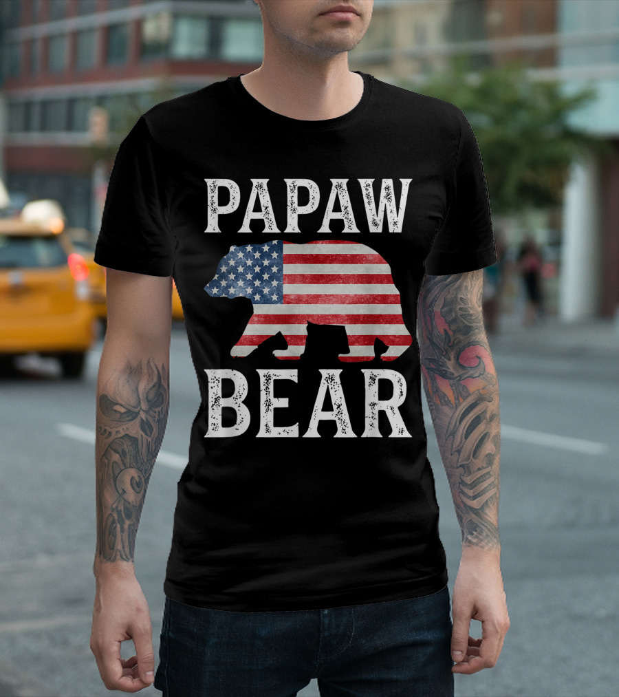 Papaw Bear American Flag Bear T-Shirt