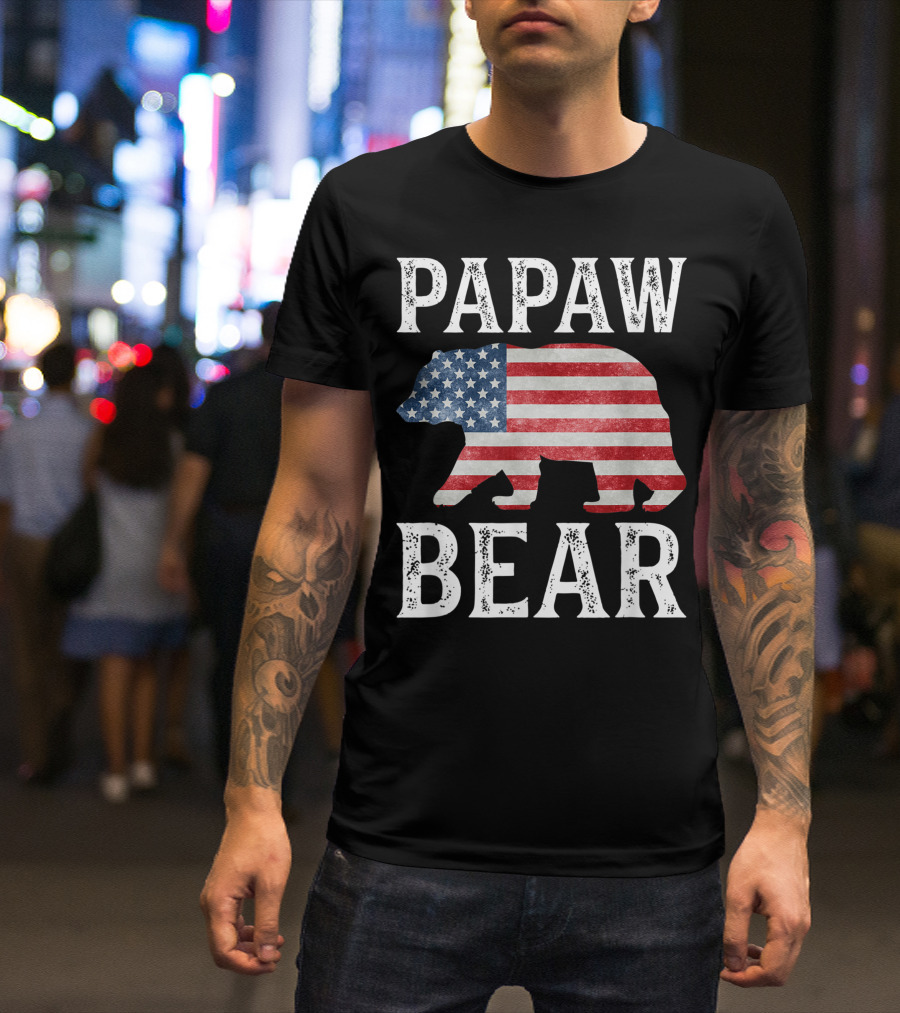 Papaw Bear American Flag Bear T-Shirt