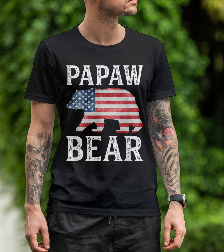 Papaw Bear American Flag Bear T-Shirt