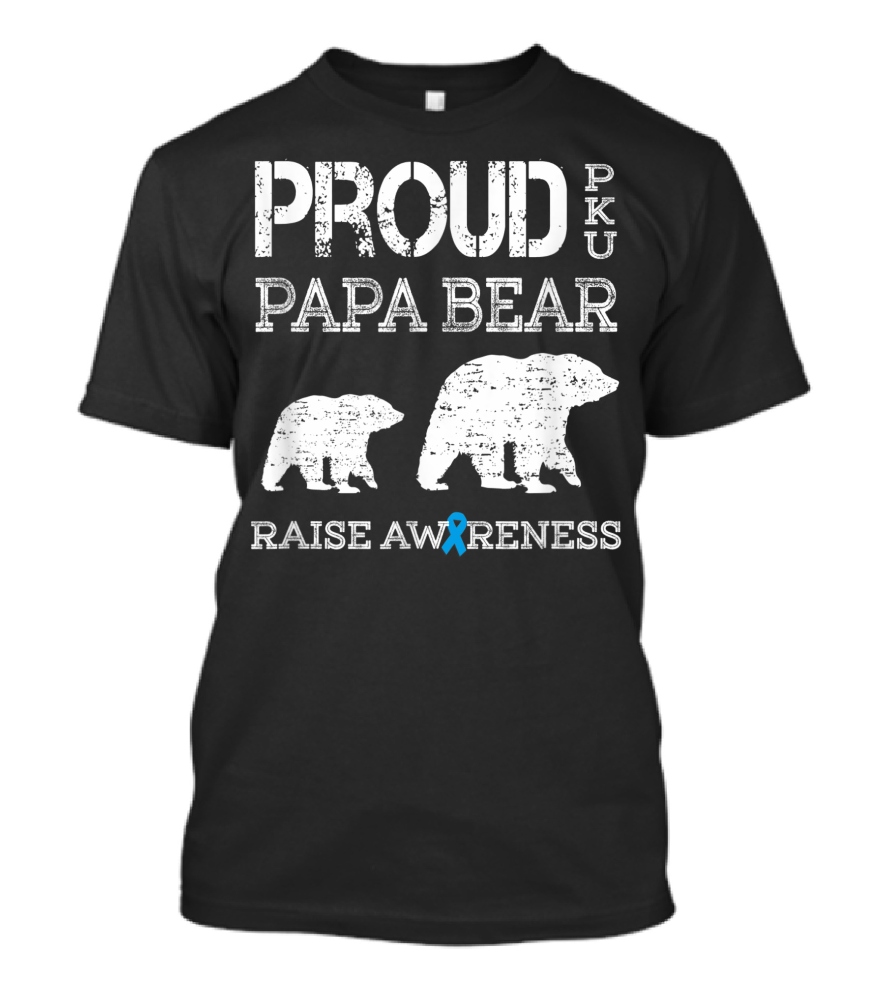 Proud PKU Papa Bear Raise Awareness With Blue Ribbon Bear T-Shirt