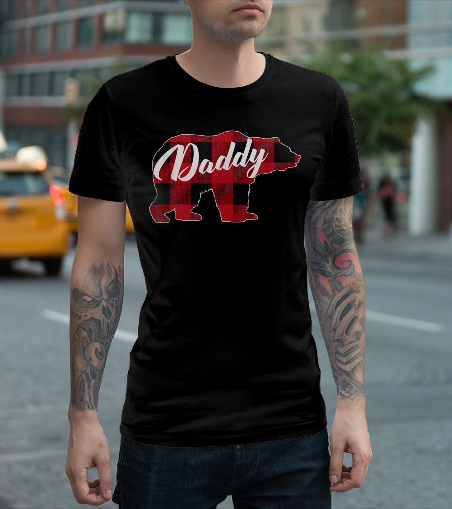 Daddy Red Plaid Buffalo Bear T-Shirt