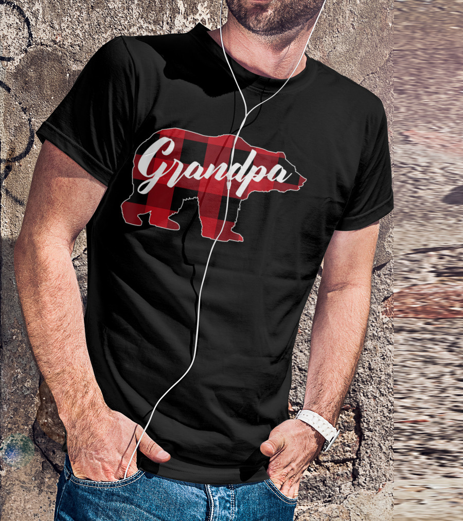 Grandpa Bear Red Plaid Buffalo T-Shirt