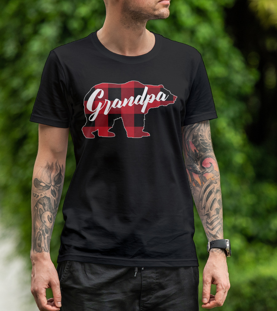 Grandpa Bear Red Plaid Buffalo T-Shirt