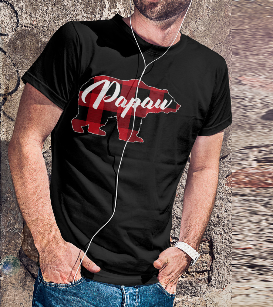 Pawpaw Red Plaid Buffalo Bear T-Shirt