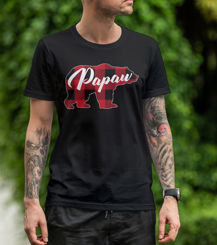 Pawpaw Red Plaid Buffalo Bear T-Shirt