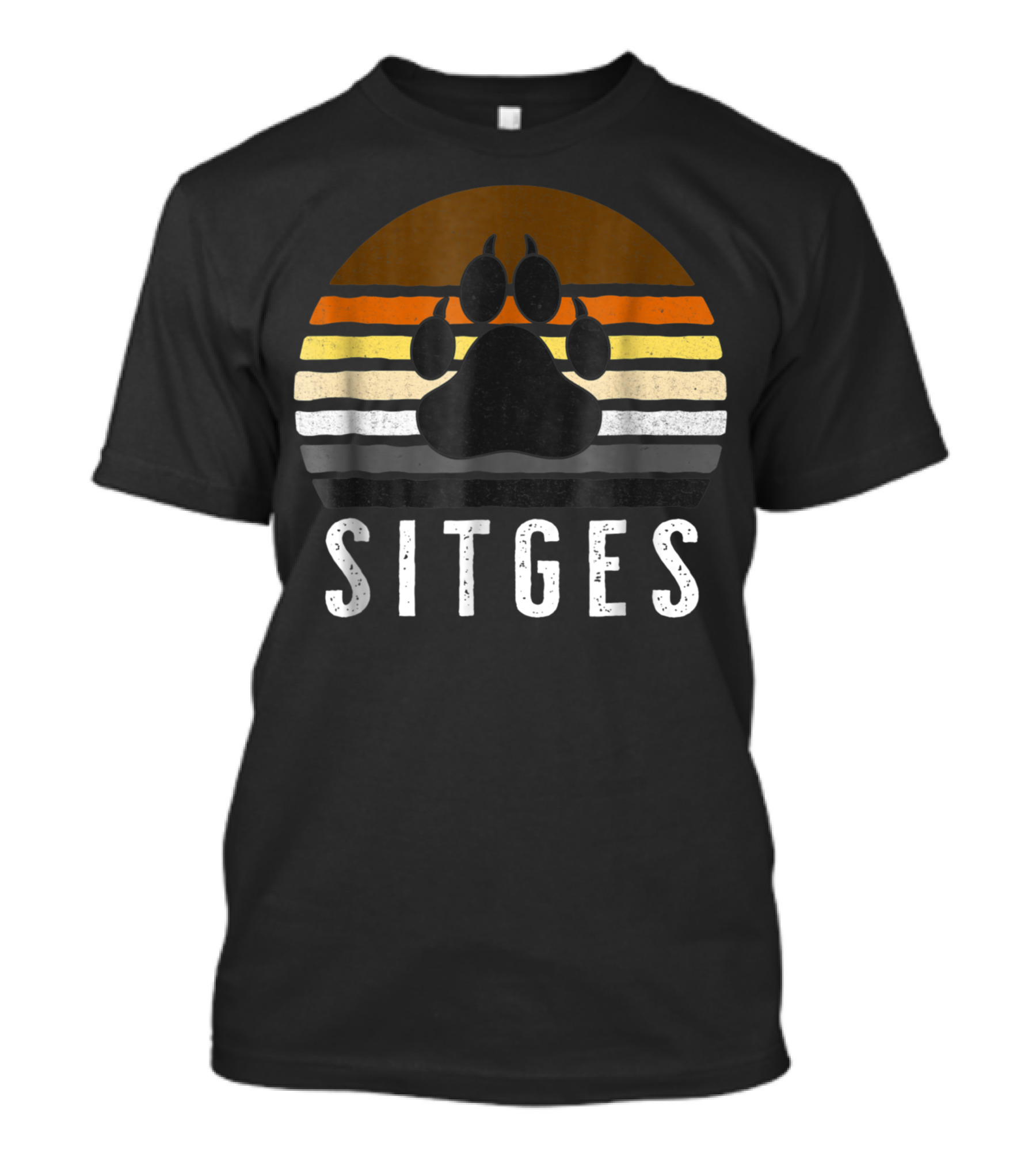 Sitges Gay Bear Pride Paw Print Vintage Sunset T-Shirt