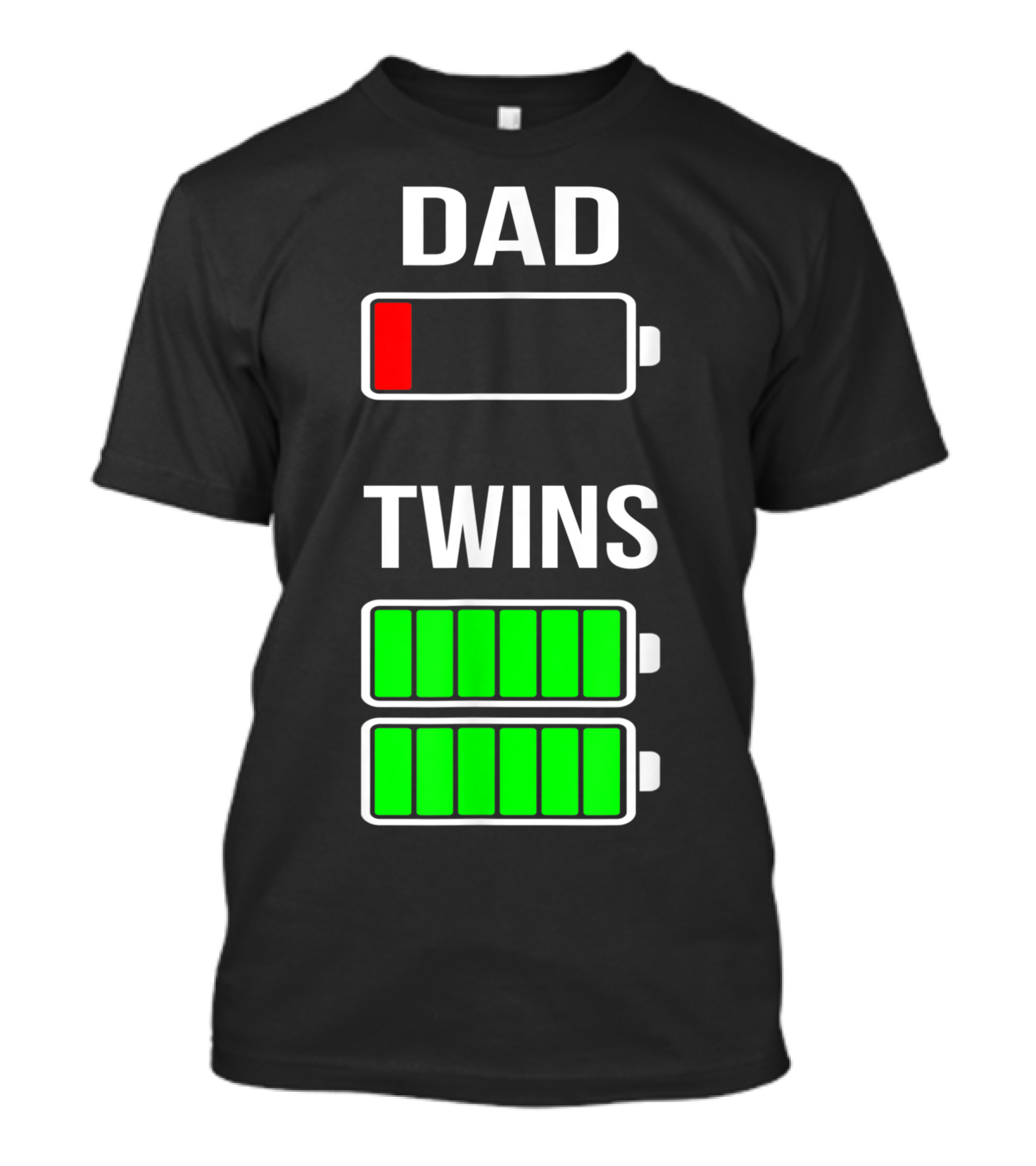 Dad Low Battery Twins Full Charge Energy Contrast T-Shirt