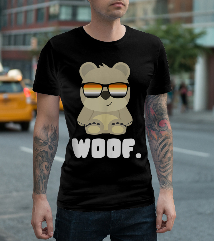 Woof Mens Gay Bear With Sunglasses T-Shirt