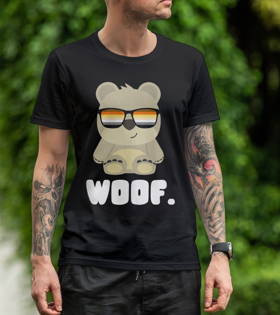 Woof Mens Gay Bear With Sunglasses T-Shirt