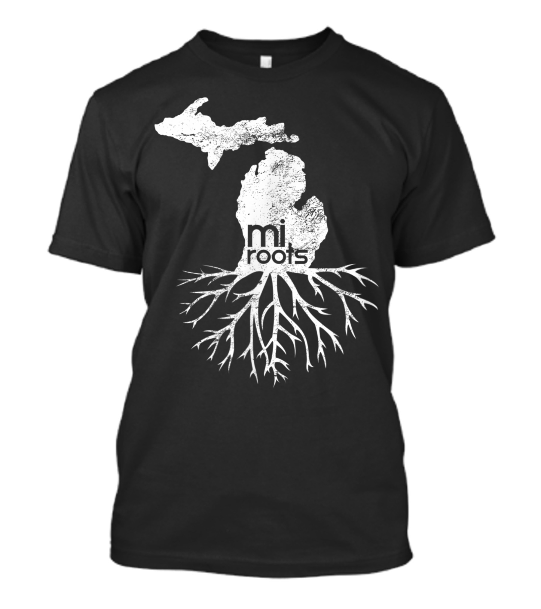 Mi Roots Michigan Map Native Michigander Home State With Tree Roots T-Shirt