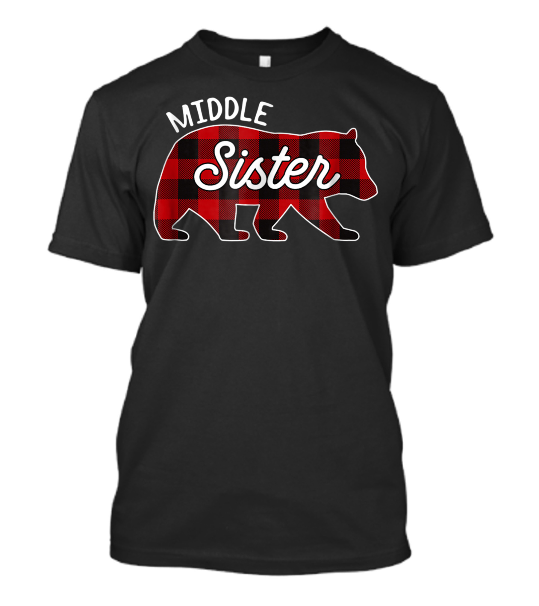 Middle Sister Bear Red Buffalo Plaid T-Shirt