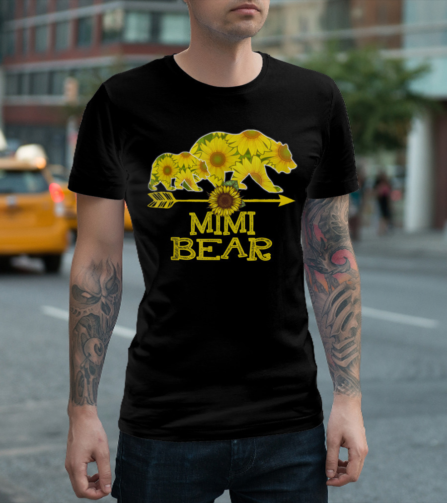 Mimi Bear Sunflower Arrow Mother Father T-Shirt