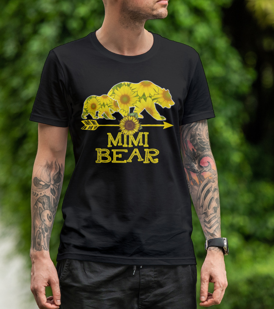 Mimi Bear Sunflower Arrow Mother Father T-Shirt