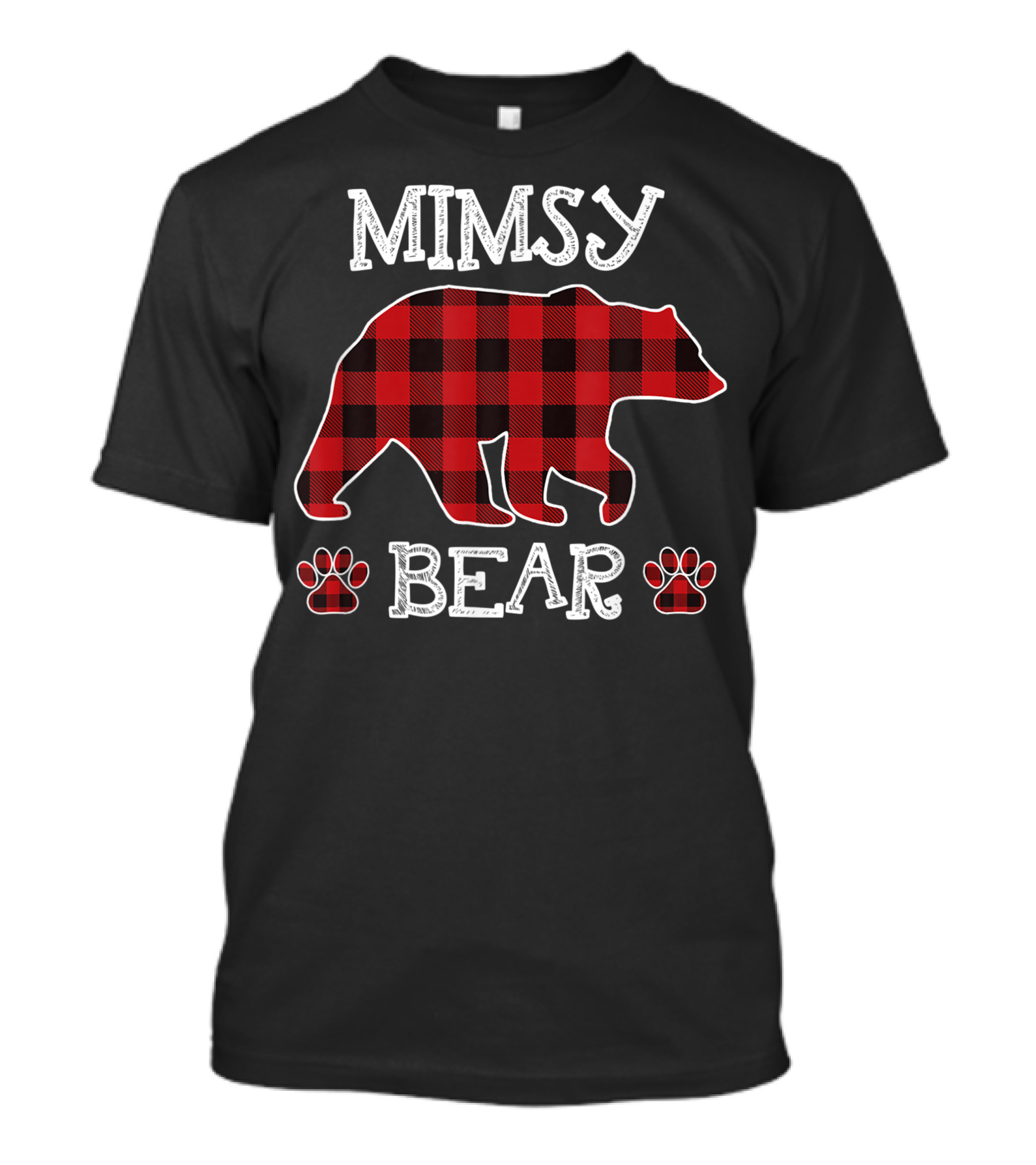 Mimsy Bear Red Plaid Buffalo Family Christmas T-Shirt