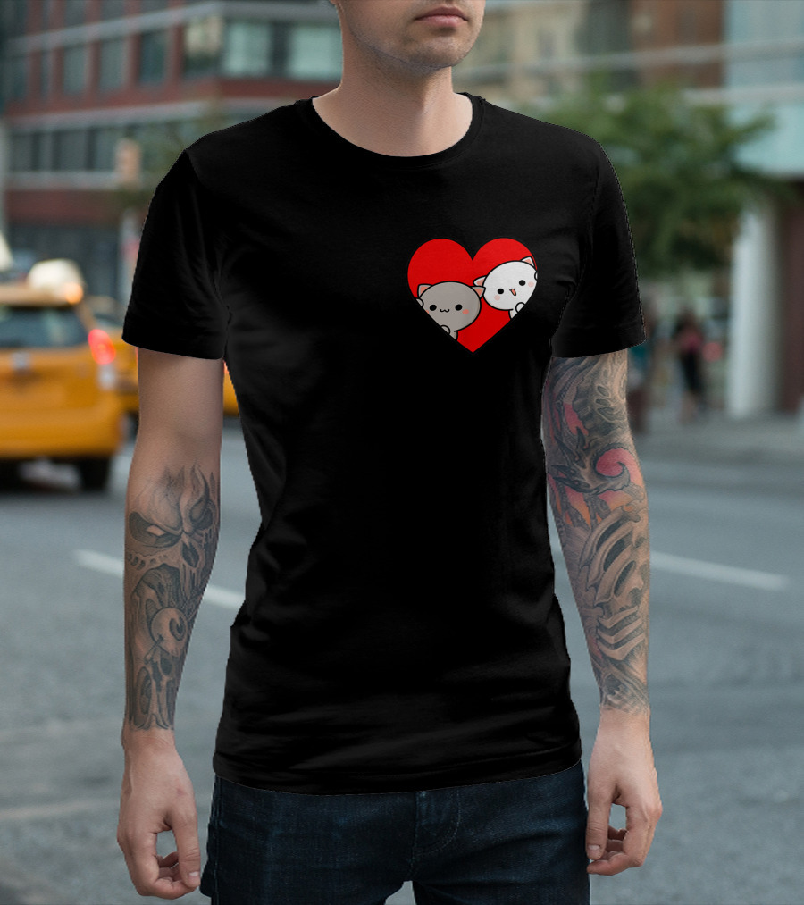Mochi Peach Cat Goma Kittens In Your Heart Valentines Cats T-Shirt