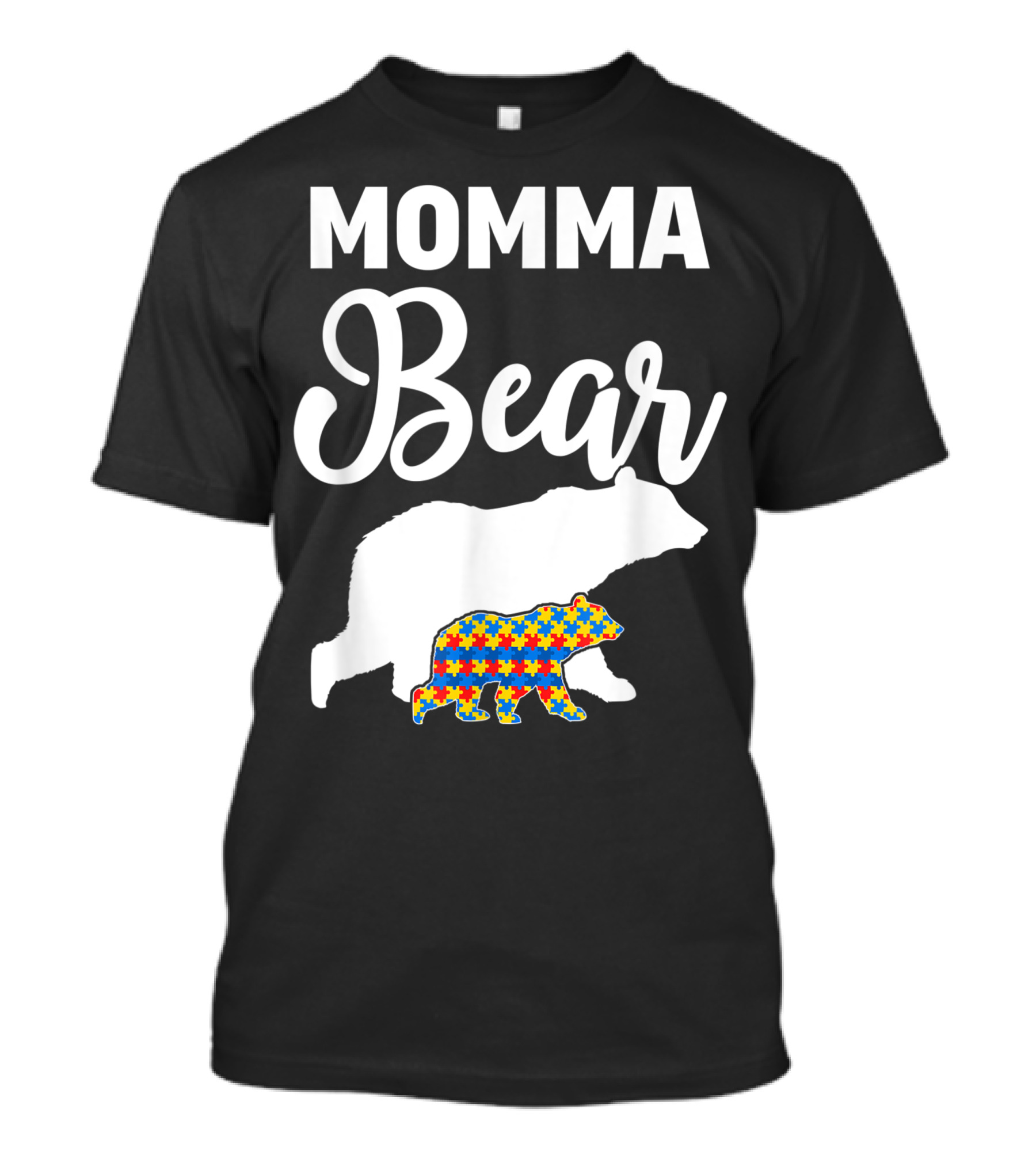 Momma Bear Autism Awareness Puzzle Pattern For Proud Supporters T-Shirt
