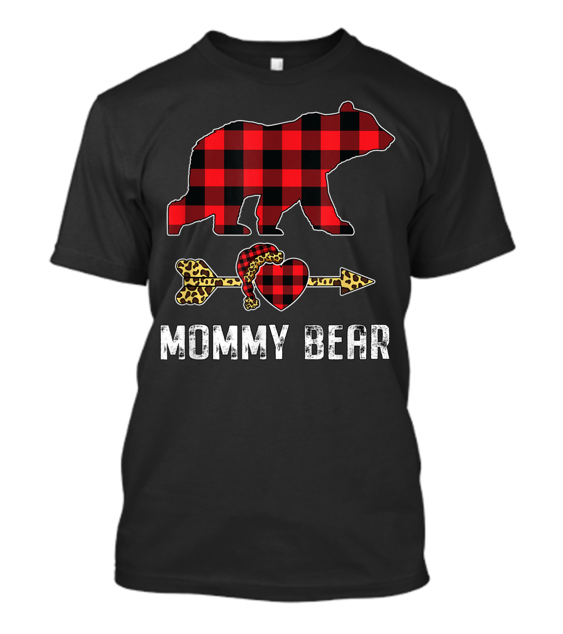 Mommy Bear Buffalo Red Plaid Heart Arrow Leopard Accessory T-Shirt