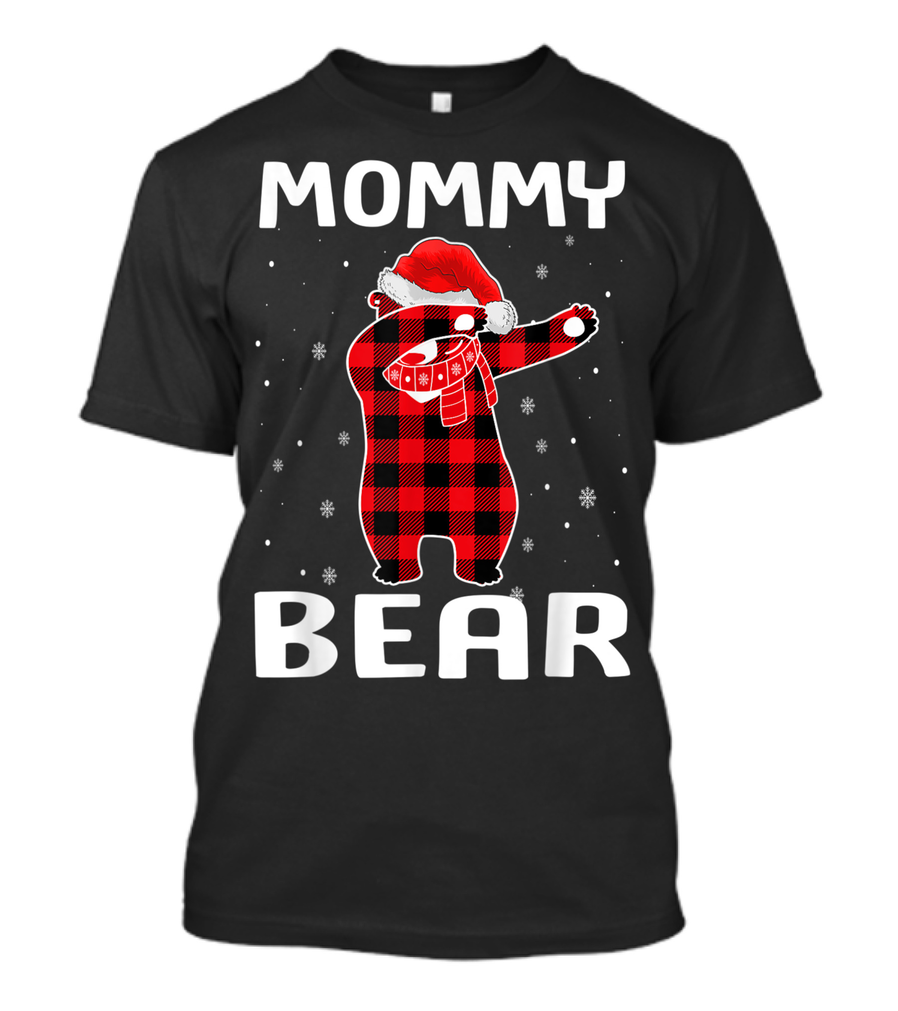 Mommy Bear Dabbing In Santa Hat And Scarf Christmas T-Shirt