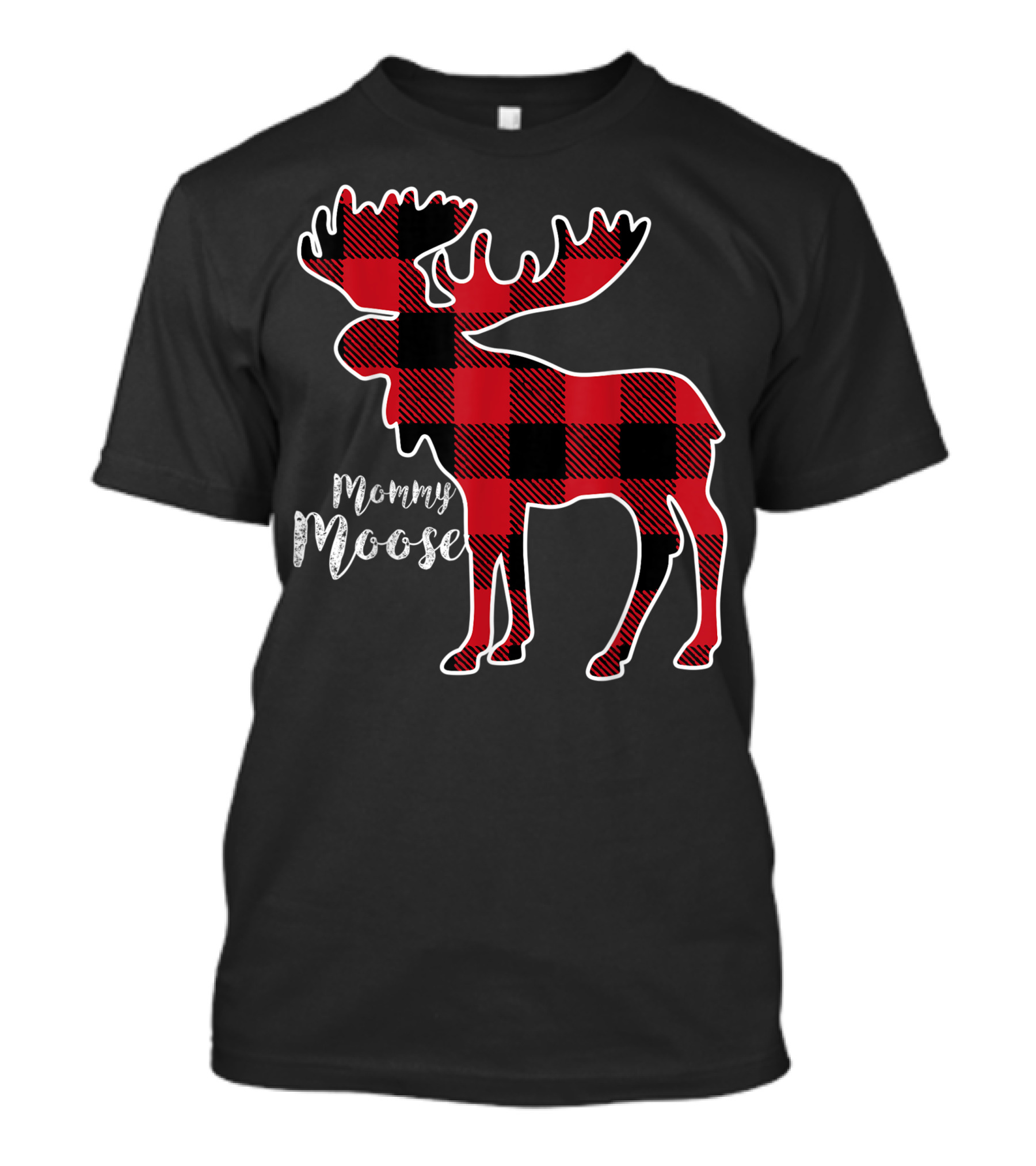 Mommy Moose Red Plaid Buffalo Check T-Shirt