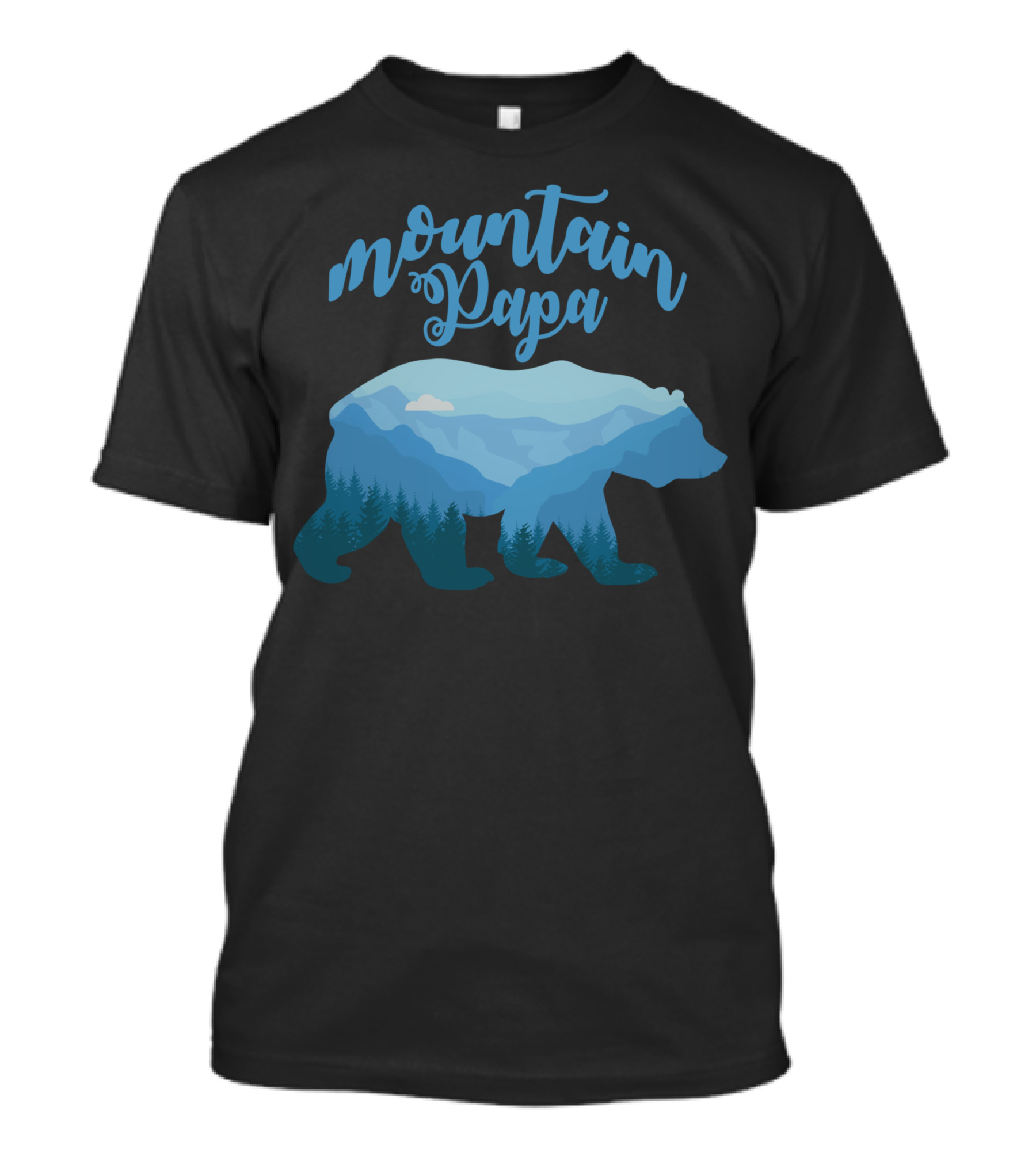 Mountain Papa Bear Blue Forest Landscape T-Shirt